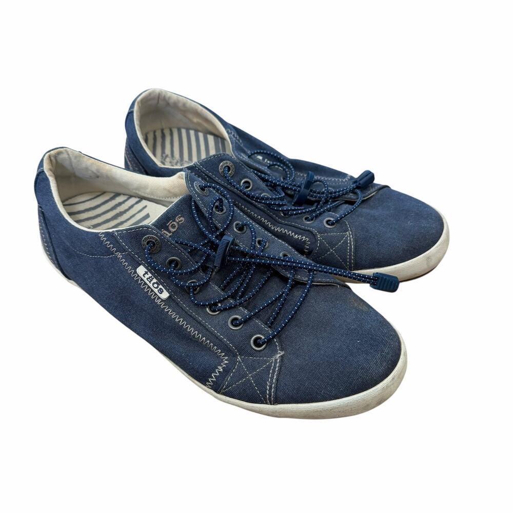Taos Star Gray Canvas Sneakers Womens 10.5W Arch Support Slip On Lace Shoes